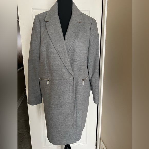 Topshop Grey Double breasted Coat Size 8 - Picture 1 of 9